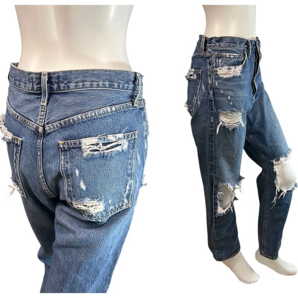 AGOLDE 90s High Rise Loose Fit Jeans Button Fly in Psyche Wash $208 Size 27 - Picture 1 of 13